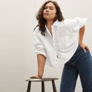 Everlane crop white blouse